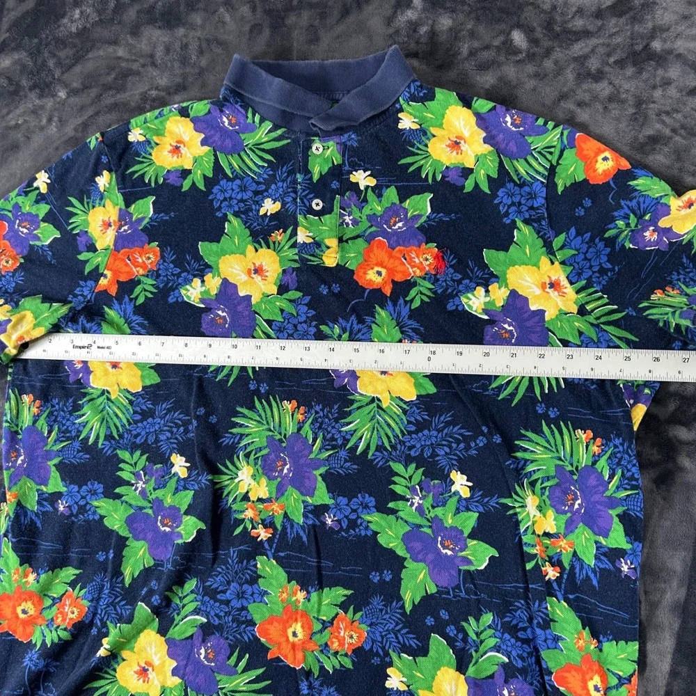 Polo Ralph Lauren Polo Shirt Mens XXL Navy Blue Floral Tropical Classic Fit
